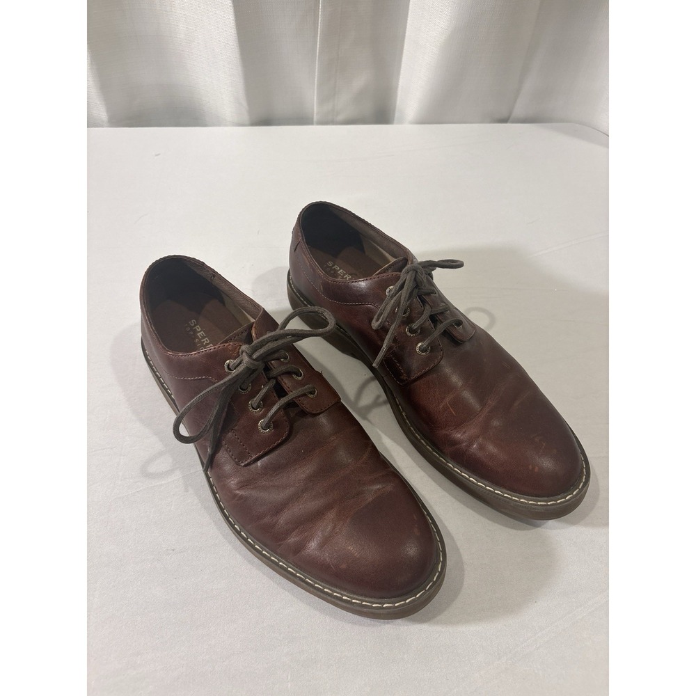 Sperry Top Sider Men Size 10 Dress Casual Shoes‎ Brown Leather Laces Classic
